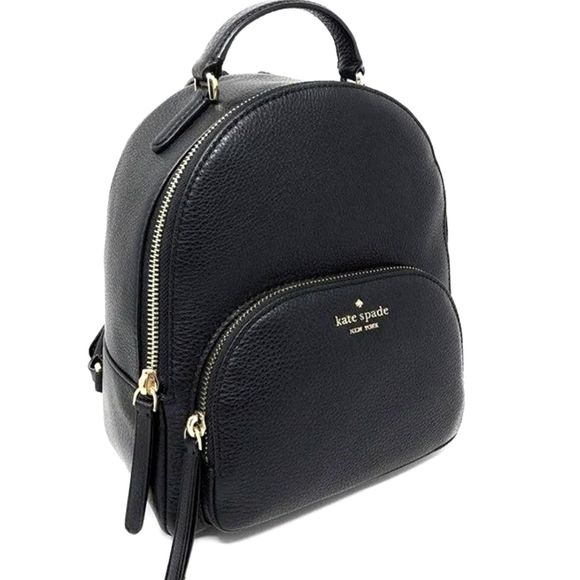 Kate Spade Jackson Women’s Noir Black Pebble Leather Medium Backpack NEW - Picture 3 of 14